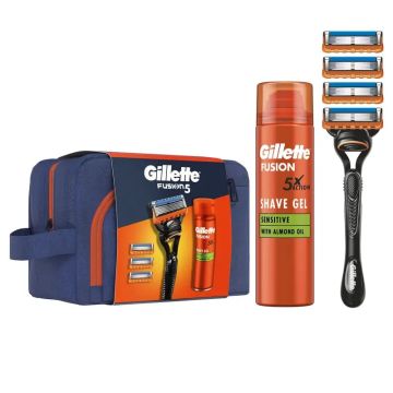 Gillette Fusion Pack Con Maquinilla De Afeitar + Gel De Afeitar Para PielSensible 200Ml