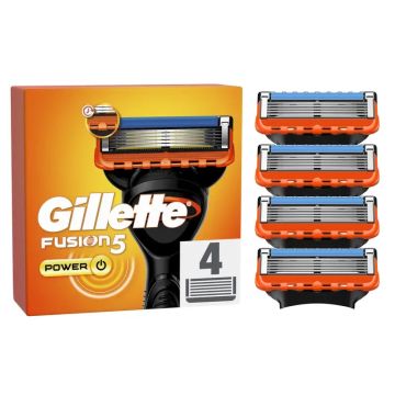 Gillette Fusion5 Power Cuchillas De Recambio Para Maquinillas De Afeitar Hombre, 4 unidades