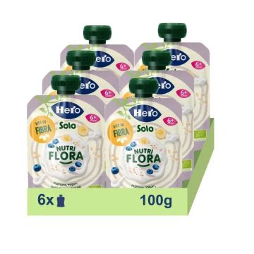 Hero Baby Pack Bolsita Solo Nutriflora Plátano, Yogur, Arándanos Y Avena, 6 X100 gr