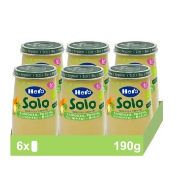 Hero Baby Pack Tarrito Eco Solo Calabaza, Patata, Guisantes Y Brócoli, 6 X 190gr