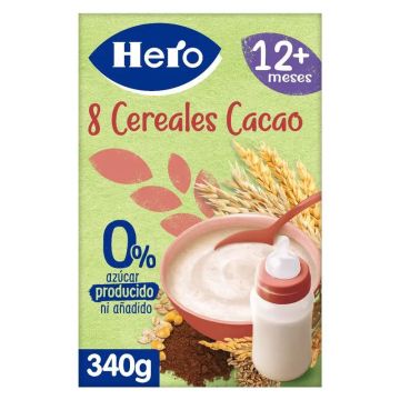 Hero Baby Papilla De Cereales 8 Cereales Con Cacao 340G