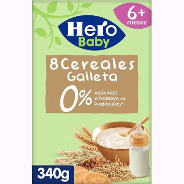 Hero Baby Papilla De Cereales 8 Cereales Con Galleta 340G