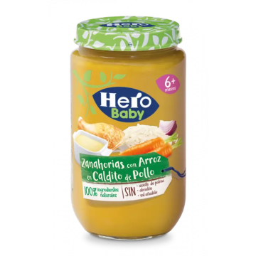 Hero Baby Tarrito Zanahorias con Arroz en Caldito de Pollo, 235gr
