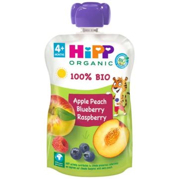 Hipp Bio Pouches De Melocotón Manzana Y Frutos Bosque, 100 G
