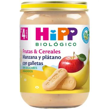 Hipp Bio Tarrito De Manzana Y Plátano Con Galletas, 190 G