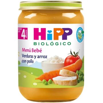 Hipp Bio Tarrito De Verduras Y Arroz Con Pollo, 190 G