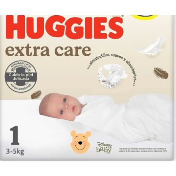 Huggies Pañal Extra Care Talla 1 (3-5Kg) , 28 unidades