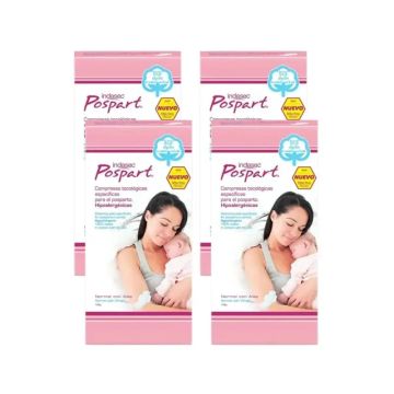 Indasec Pospart Compresa Normal Con Alas , 4 x 10 unidades