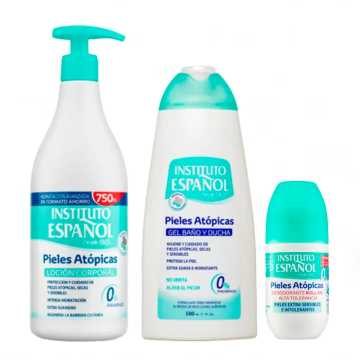 Instituto Español Set Gel pieles atopicas 500ml + loción pieles atópicas 750 ml+ Desodorante Roll On 75ml