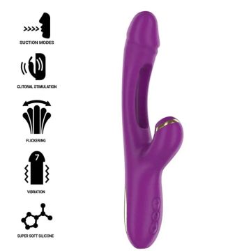 Intense Ateneo Vibrador Multifunción Recargable 7 Vibraciones Con LenguaOscilante Y Succionador Morado