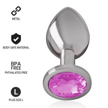Intense Plug Anal Metal Aluminio Con Cristal Rosa Talla L