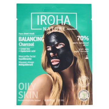 Iroha Nature Mascarilla Tisú Facial Equilibrante - Carbón , 23 ml