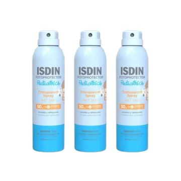 Isdin Fotoprotector Spray Pedriático Transparente Wet Skin Spf 50, 3X250 Ml