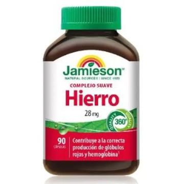 Jamieson Hierro Complejo Suave 28Mg , 90 capsulas