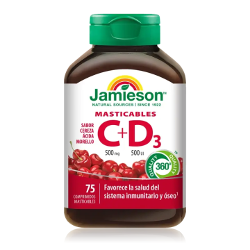 Jamieson Vit C+D3 Mast. 500Mg 500Ui , 75 comprimidos
