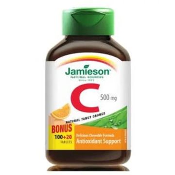 Jamieson Vitamina C 500Mg Masticable Naranja , 120 comprimidos