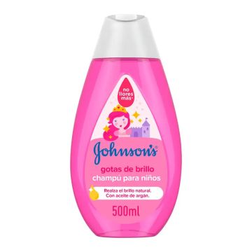 Johnson's Baby Champú Gotas de Brillo para Niños, con Aceite de Argán, CabelloBrillante, Suave y Sedoso, 500 ml