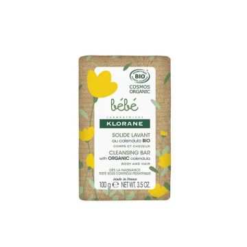 Klorane Limpiador Sólido Certificado Bio A La Caléndula - Cuerpo Y Cabello -Bebé , 100 gr