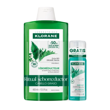 Klorane Pack Champú Seborregulador A La Ortiga Bio 400 Ml + Champú SecoPurificante A La Ortiga & Vitamina E 50 Ml