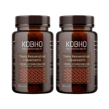 Kobho Labs Duplo Suplemento Trans Resveratrol + Quercetina, 2 x 3 x 60 cápsulas