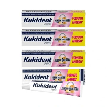 Kukident Cuadruplo Pro Complete Crema Adhesiva Para Prótesis Dentales, Neutro 4x 70 Gr