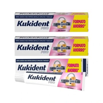 Kukident Triplo Pro Complete Crema Adhesiva Para Prótesis Dentales, Neutro 3 x70 Gr