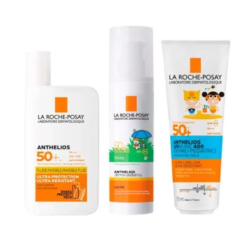 La Roche Posay Pack Anthelios Bebé Spf50+ 50Ml + Niños Hidratante Spf50+ 250Ml +Uv-Mune 400 Fluido Spf50+ 50Ml