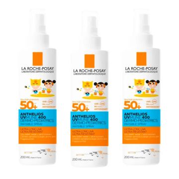 La Roche Posay Triplo Anthelios Dermo-Pediatrics Spray Invisible Spf 50+Protector Solar Niños, 3 X 200 Ml