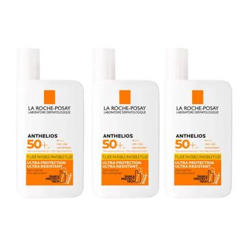 La Roche Posay Triplo Anthelios Uv-Mune 400 Fluido Invisible Spf50+, 3 X 50 Ml