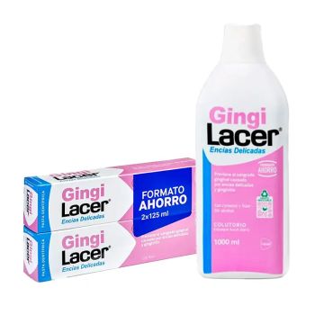 Lacer Pack Pasta Dentifrica Gingilacer Duplo, 125 Ml + Gingilacer Colutorio 1000Ml