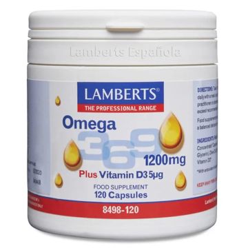 Lamberts Omega 3,6,9 1200 Mg Más Vitamina D3 5 G , 120 cápsulas