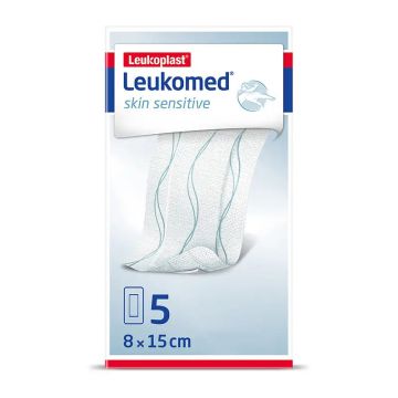 Leukoplast Leukomed Skin Sensitive, 8 Cm X 15 Cm, 5 Unidades