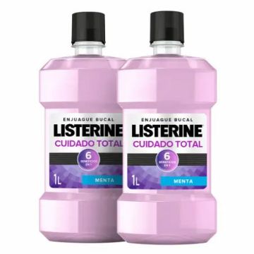 Listerine Duplo Enjuague Bucal Cuidado Total, Sabor Menta, 2 x 1000 ml