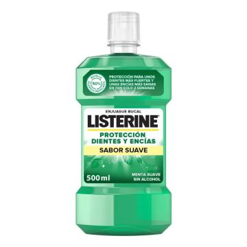 Listerine Enjuague Bucal Protección Dientes y Encías Menta Suave Sin Alcohol 500ml