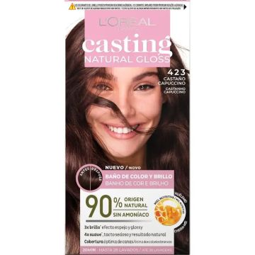 L'Oréal Paris Casting Natural Gloss Baño De Color Y Brillo Tono 423 CastañoCapuccino 90% Origen Natural.