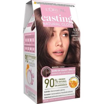 L'Oréal Paris Casting Natural Gloss Baño De Color Y Brillo Tono 523 CastañoClaro Caramelo 90% Origen Natural.