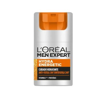 L'Oréal Paris Men Expert Hydra Energetic Crema Hidratante Anti-Fatiga 24H ParaHombres Con Vitamina C Y Proteínas - 50 Ml