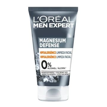 L'Oréal Paris Men Expert Limpieza Facial Magnesium Defense: Hipoalergénica,Mineral De Magnesio Y Ácido Hialurónico