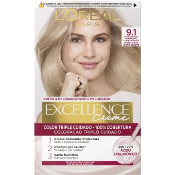 L'Oréal Paris Excellence Creme Tinte Permanente - Tono 9.1 Rubio Muy ClaroCeniza