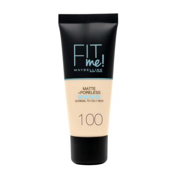 Maybelline New York Fit Me Mate Y Afinaporos Base De Maquillaje Tono 100 WarmIvory Calca A Tu Tono Y Textura Pieles Muy Claras - 30Ml