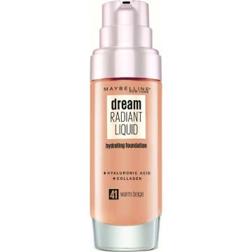 Maybelline New York Dream Radiant Liquid Tono 41 Warm Beige. Base De MaquillajeHidratante, Pieles De Tono Claro - 30Ml