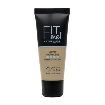 Maybelline New York Fit Me Mate Y Afinaporos Tono 238 Rich Tan Base DeMaquillaje Calca A Tu Tono Y Textura Pieles Medias - 30Ml
