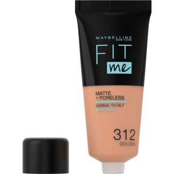 Maybelline New York Fit Me Mate Y Afinaporos Base De Maquillaje Tono 312 GoldenCalca Tu Tono Y Textura Pieles Medio Oscuras - 30Ml