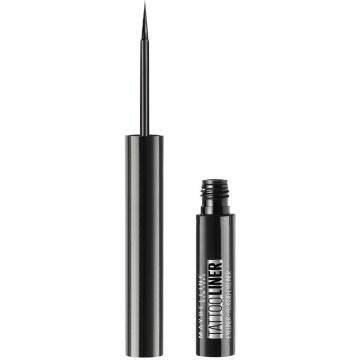 Maybelline New York Tattoo Liner Eyeliner Semipermanente Con Pincel Tono 710Inked Black, Negro