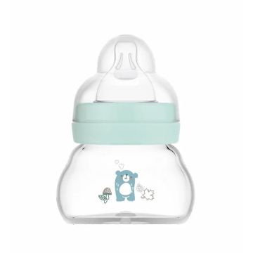 Mam Baby Biberón Cristal Feel Good Azul Mate, 90Ml