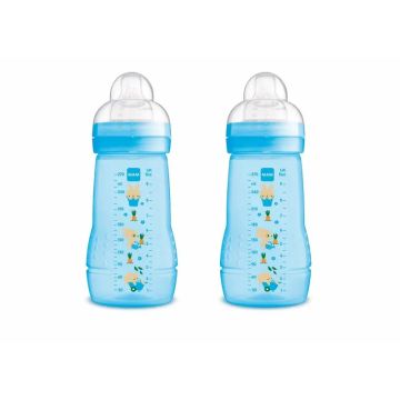 Mam Baby Biberón Easy Active Azul Brillante, 2X270Ml