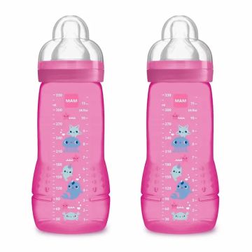 Mam Baby Biberón Easy Active Rosa Brillante, 2X330Ml