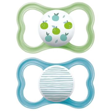 Mam Baby Chupete Air Silicona Azul y Verde +6M, 2 Unidades