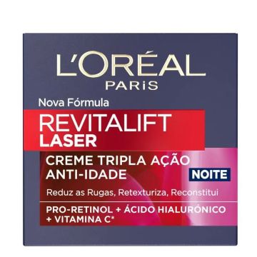 L'Oréal Paris Revitalift Láser Crema de Noche Anti-Edad Triple Acción,Antiarrugas y Multicorrección, 50 ml