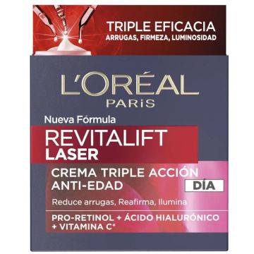 L'Oréal Paris Revitalift Láser, Crema Día Anti-Edad Intensiva con Vitamina C,Pro-Retinol y Ácido Hialurónico, 50ml